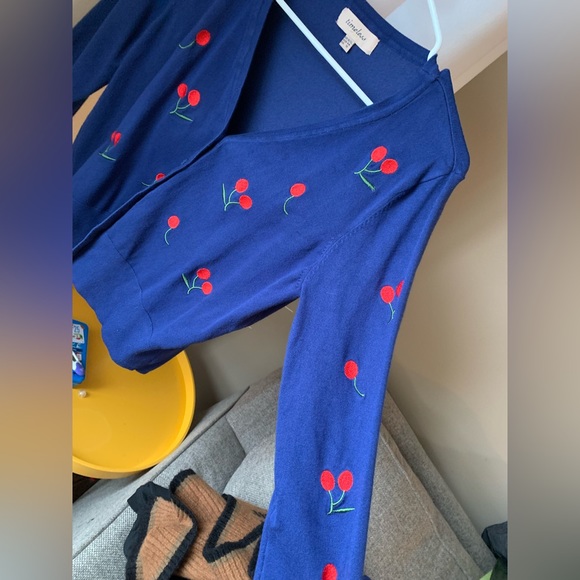 EUC Blue Cherry Cardigan by Timeless London Size 12 - Picture 2 of 5